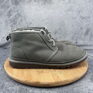UGG Lined Chukka Shoes Mens Size 11 Gray Canvas Mid Top Sneakers 1125097